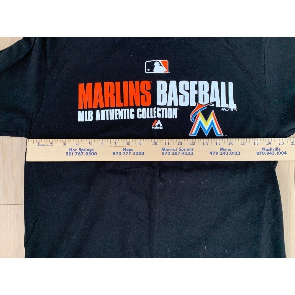 Majestic Miami Marlins Baseball Black Long Sleeve Shirt Size Large - Picture 8 of 11